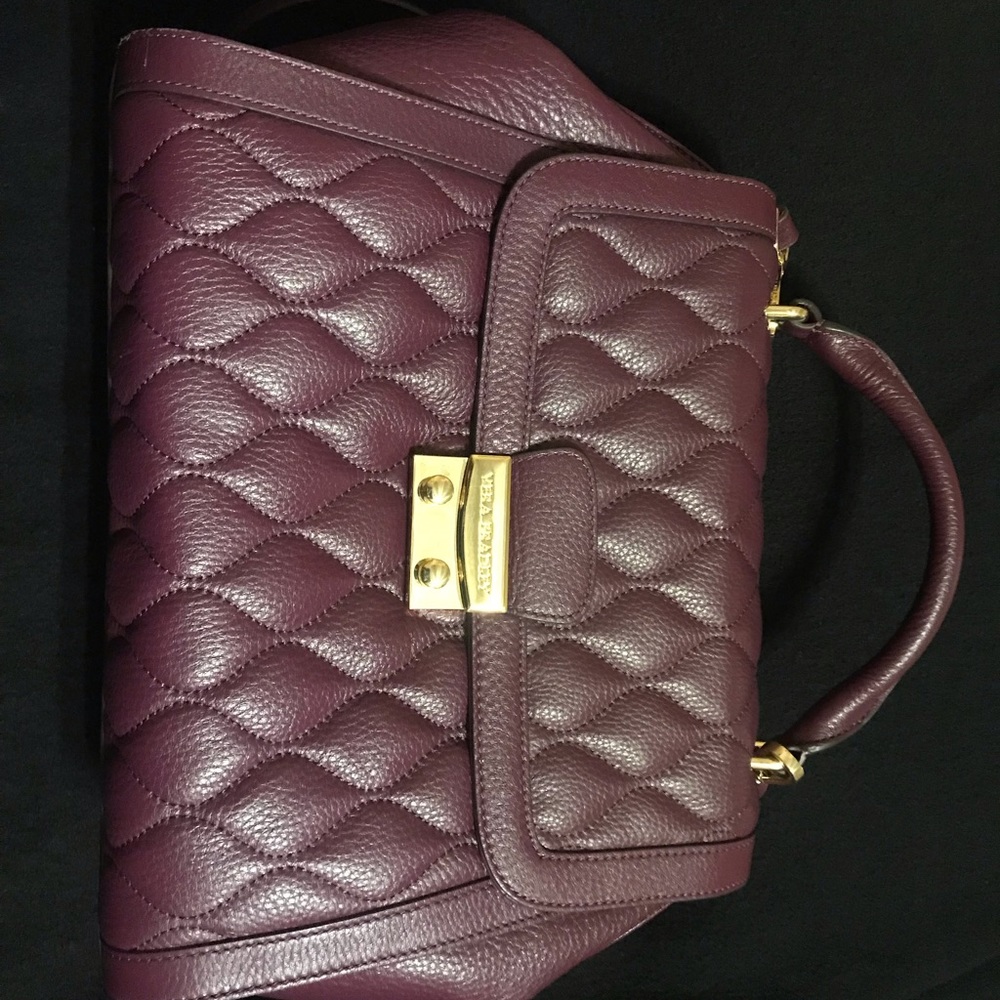 Vera Bradley Quilted Top Handle Shoulder Bag Deep Plum Gold Hardware Crossbody